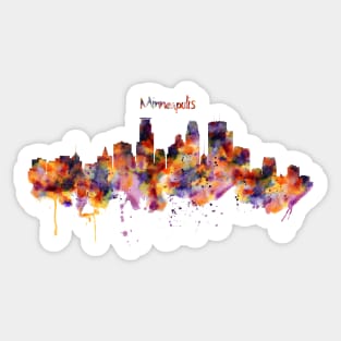 Minneapolis Watercolor Skyline Sticker